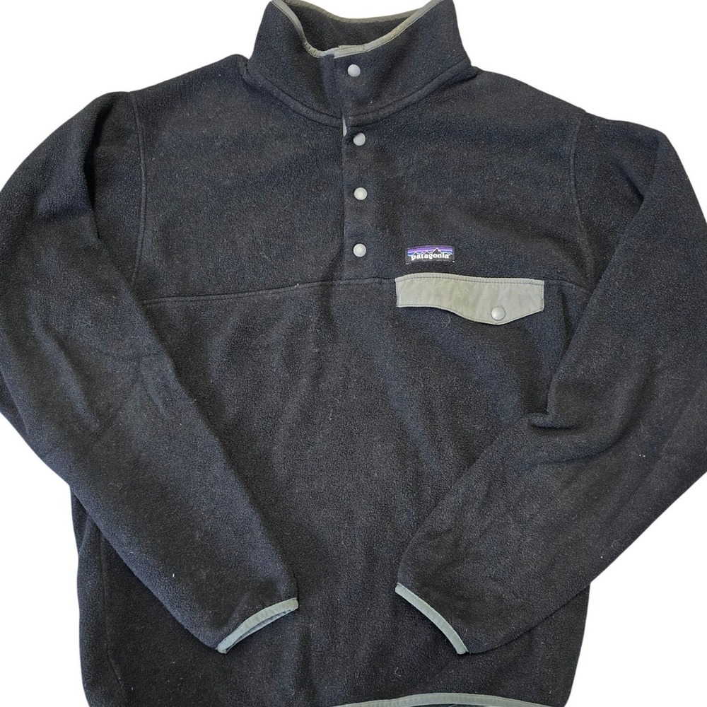 Patagonia Synchilla Snap-T Fleece Pullover Black Mens Small Jacket